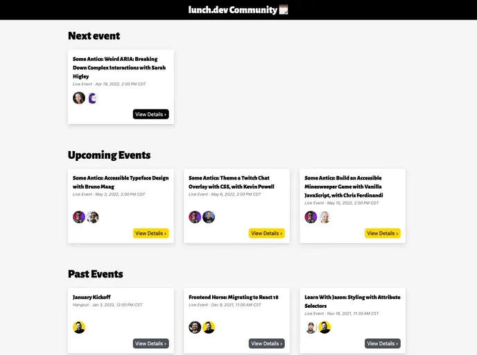 screenshot of Community Calendar