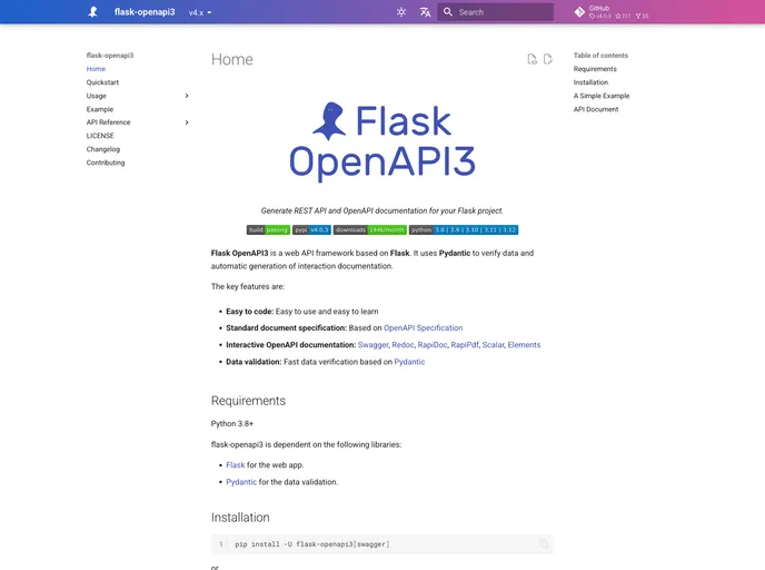screenshot of Flask Openapi3