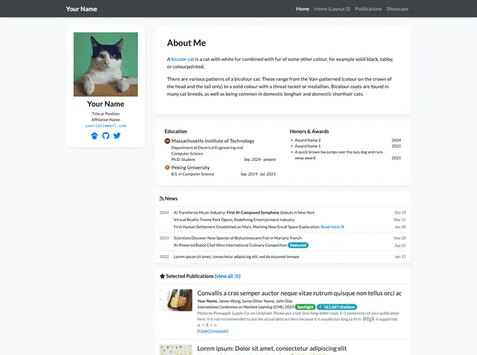 Academic Homepage screenshot