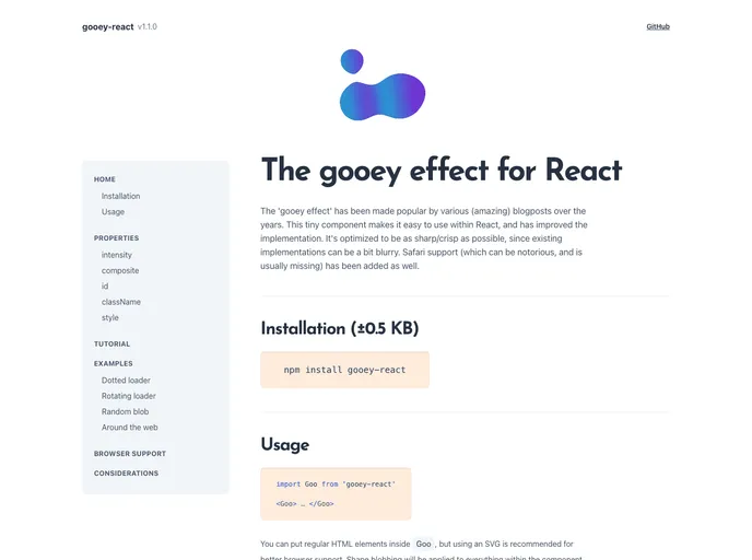 Gooey React screenshot