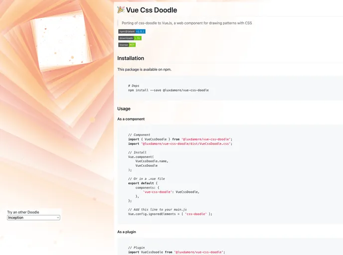 screenshot of Vue Css Doodle