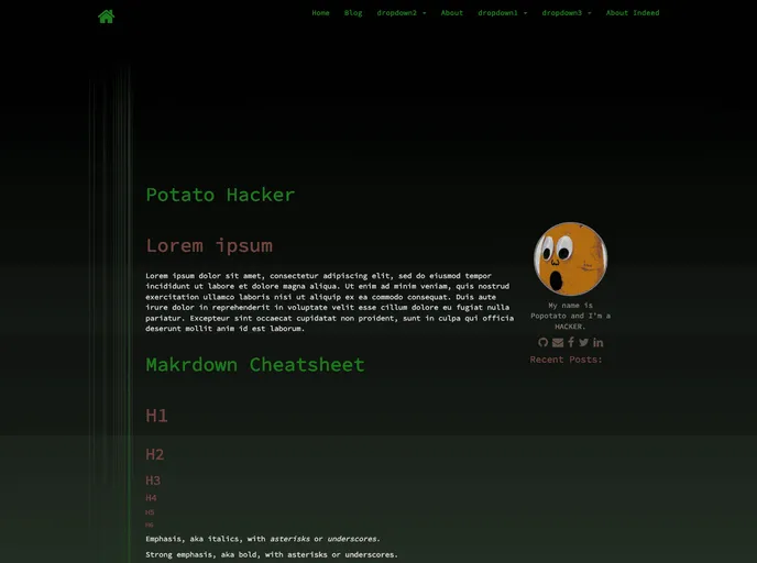 screenshot of Jekyll Theme Potato Hacker
