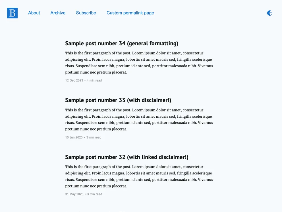 Eleventy Template Bliss screenshot