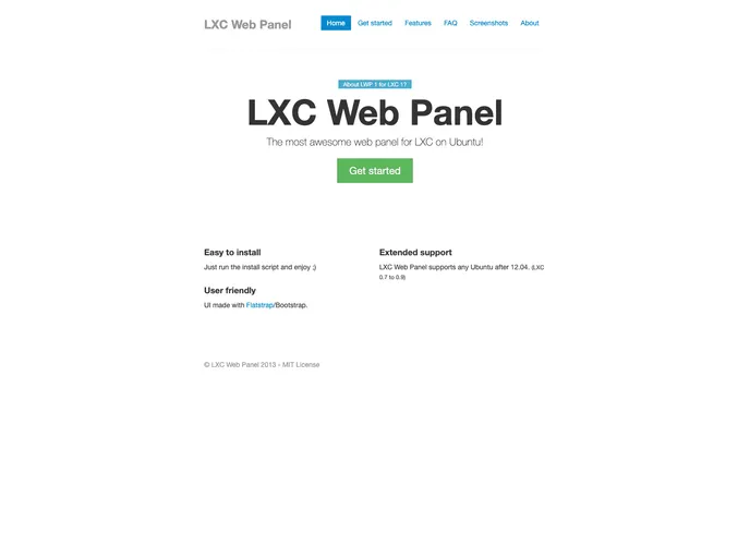 screenshot of LXC Web Panel