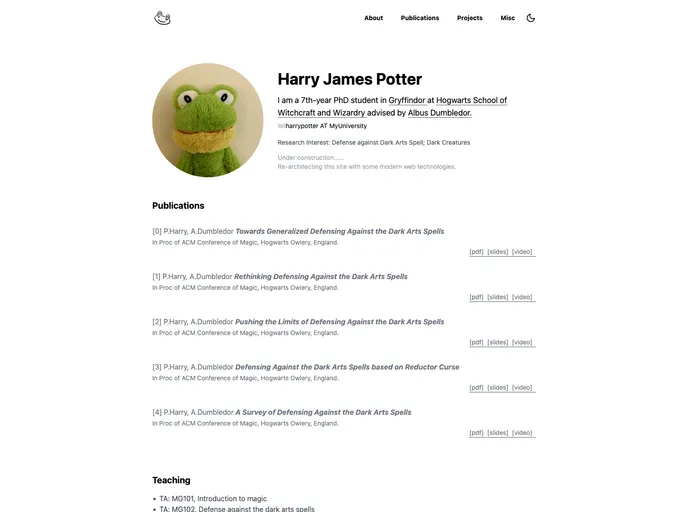 screenshot of NextJSAcademicTheme