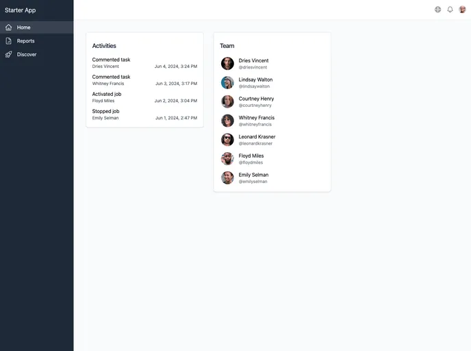 screenshot of Nextjs I18n Dashboard Template