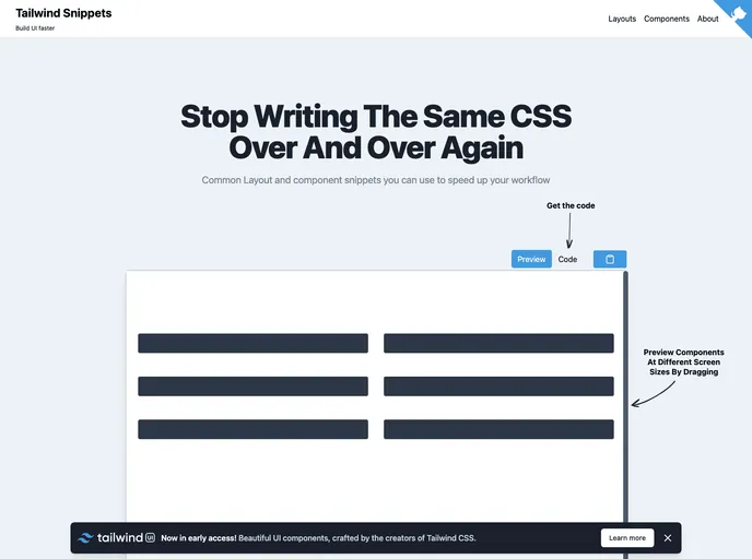 screenshot of Tailwind Snippets