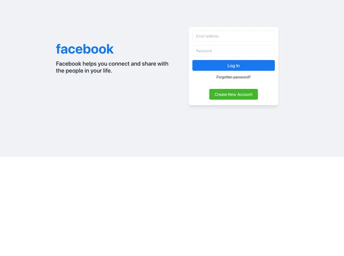 screenshot of Facebook Clone