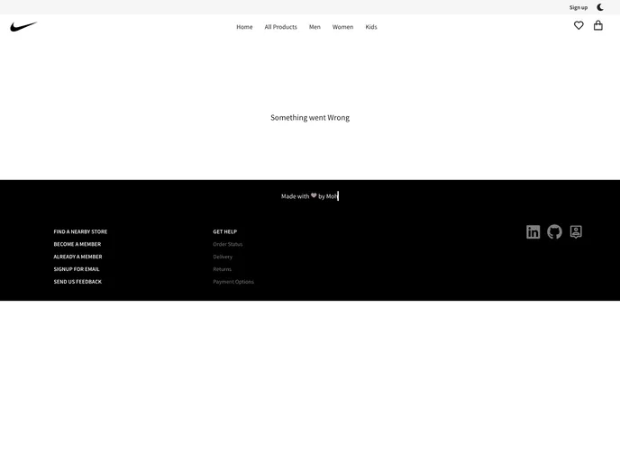 screenshot of Nike Clone