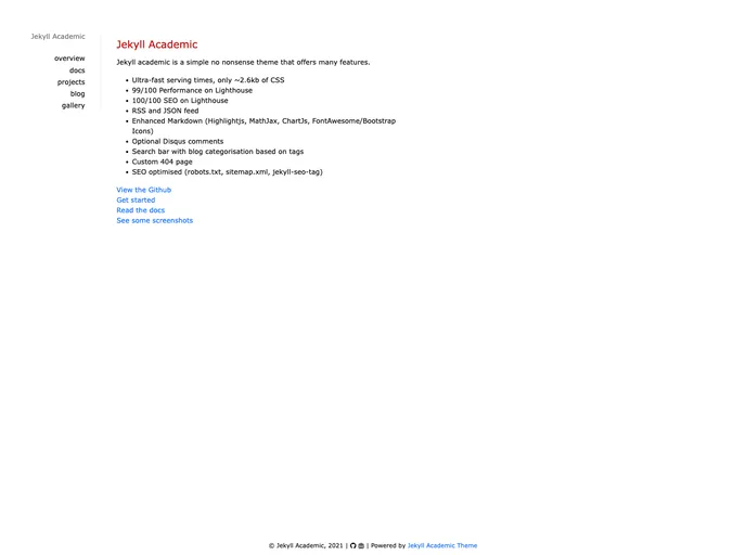 screenshot of Jekyll Academic