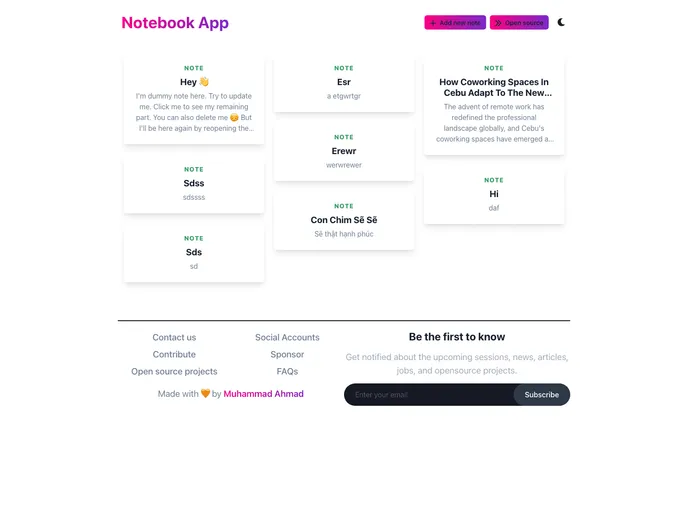 screenshot of Next Notebook