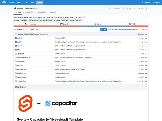 Svelte Capacitor screenshot