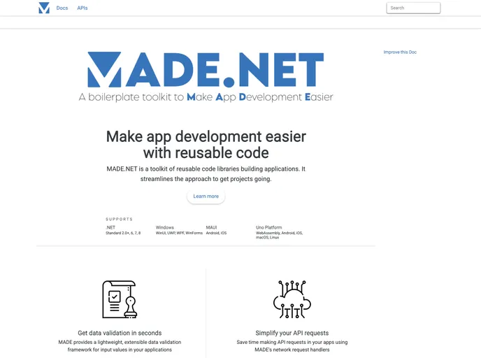 screenshot of MADE.NET
