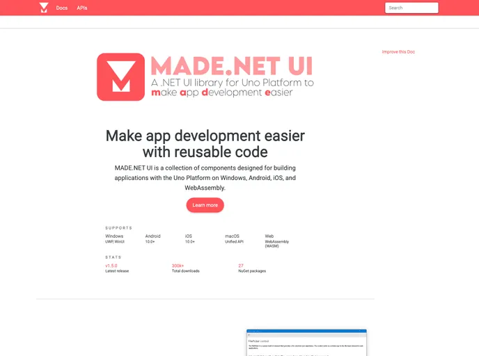 screenshot of MADE.NET UI