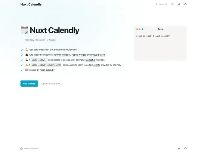 screenshot of Nuxt Calendly