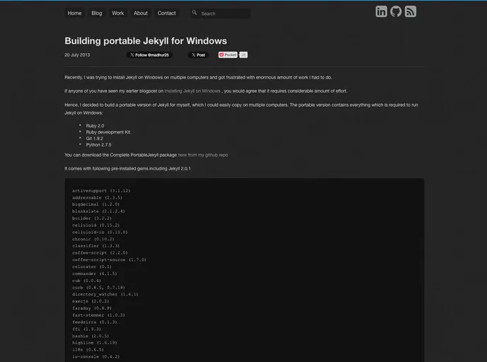 screenshot of PortableJekyll