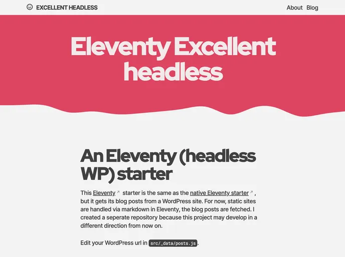screenshot of Eleventy Excellent Headless