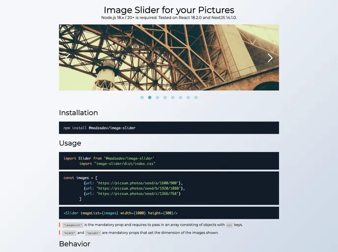 screenshot of Image Slider