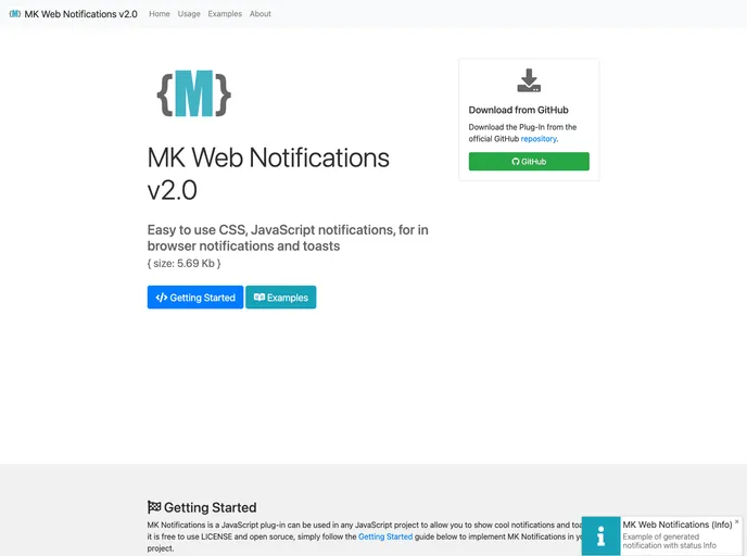 screenshot of Mk Notifications
