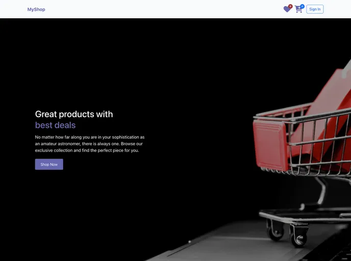 screenshot of React Ecommerce
