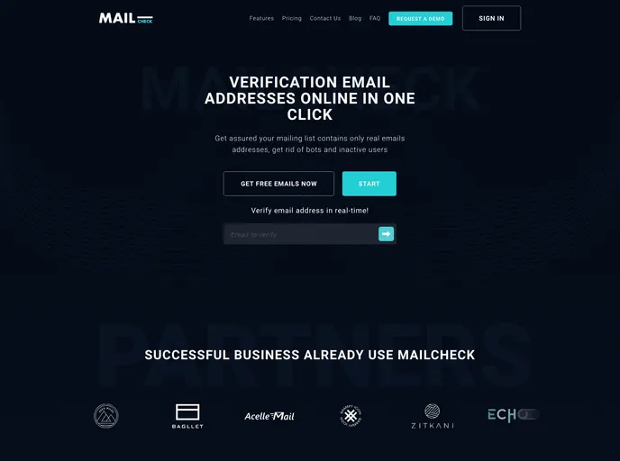 screenshot of Mailcheck.site