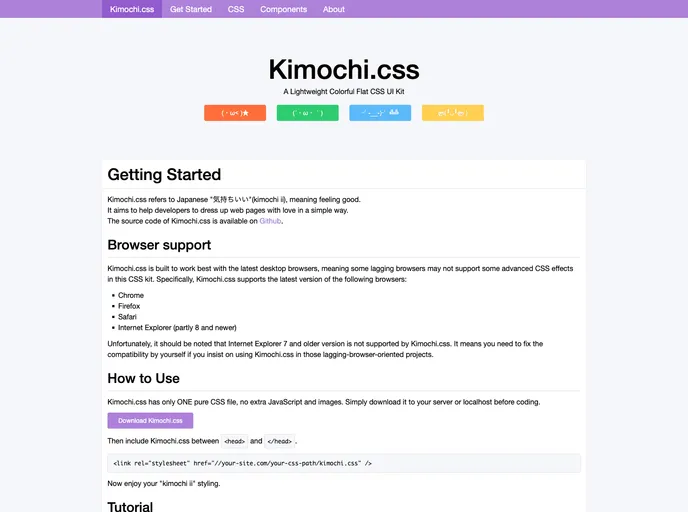 screenshot of Kimochi.css