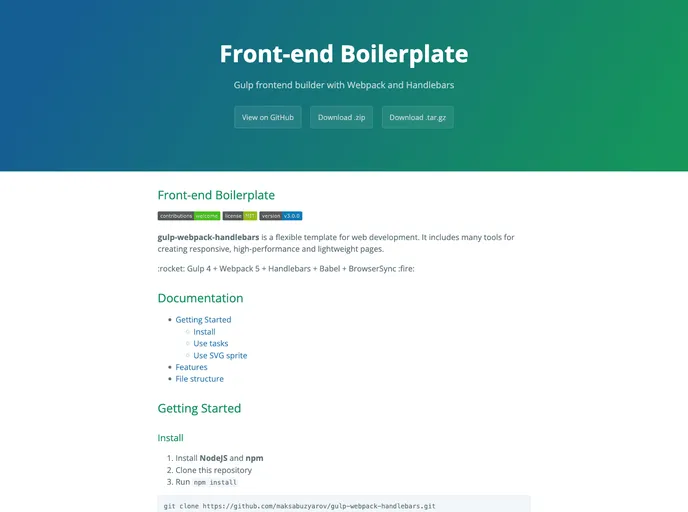 screenshot of Gulp Webpack Handlebars