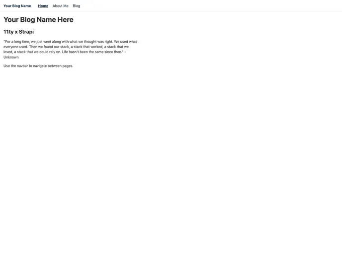 screenshot of 11ty X Strapi