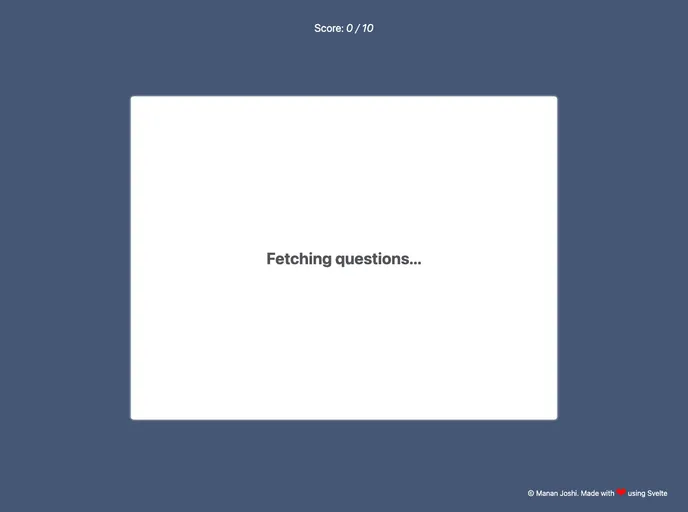 screenshot of Svelte Trivia