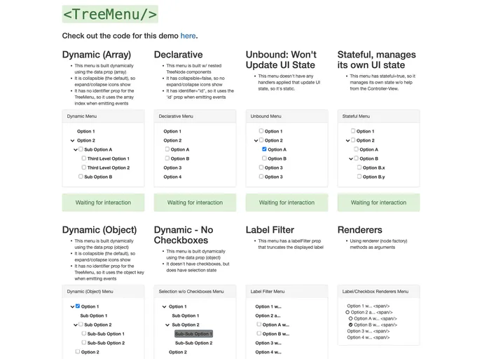 screenshot of React Tree Menu