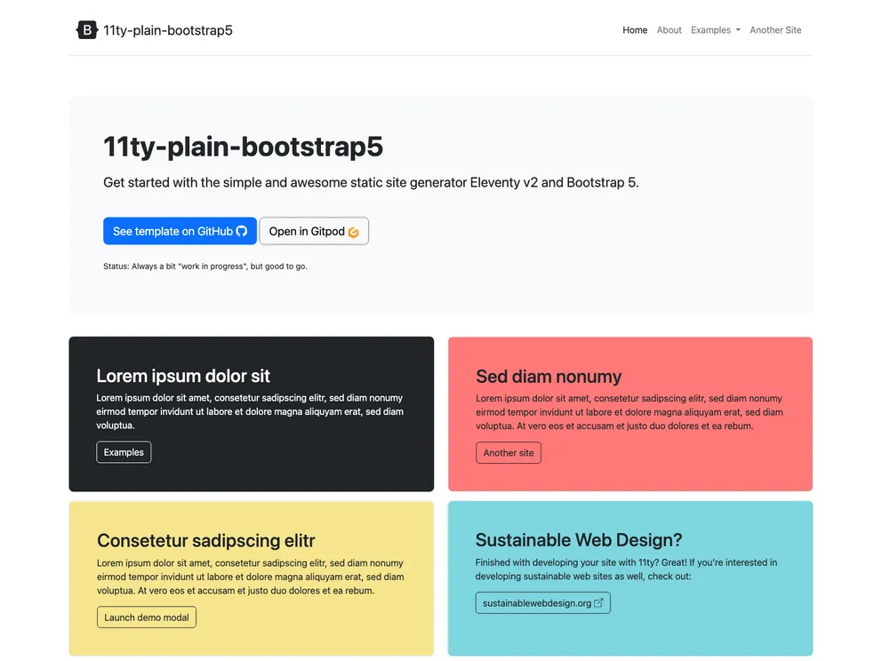 screenshot of 11ty Plain Bootstrap5