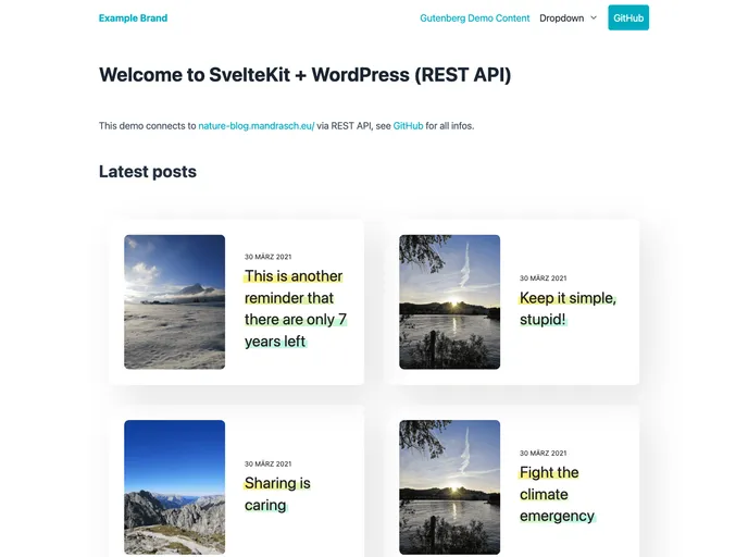 screenshot of Sveltekit Headless Wp Rest Demo