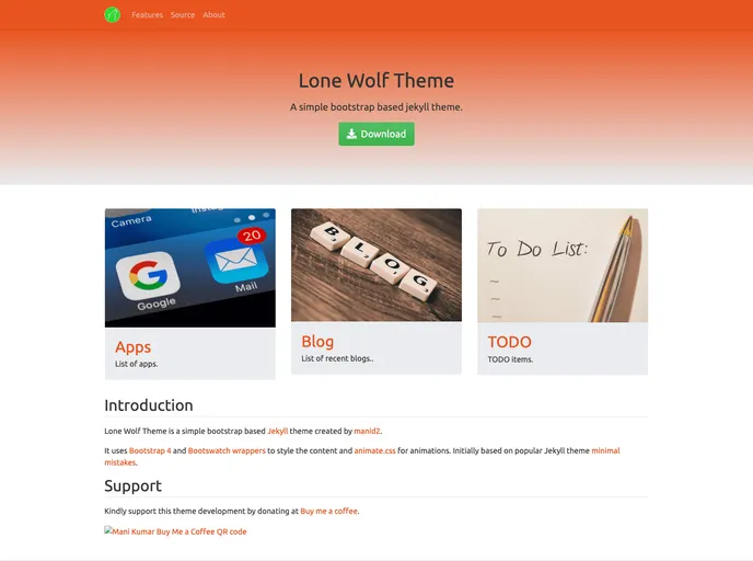 screenshot of Lone Wolf Theme