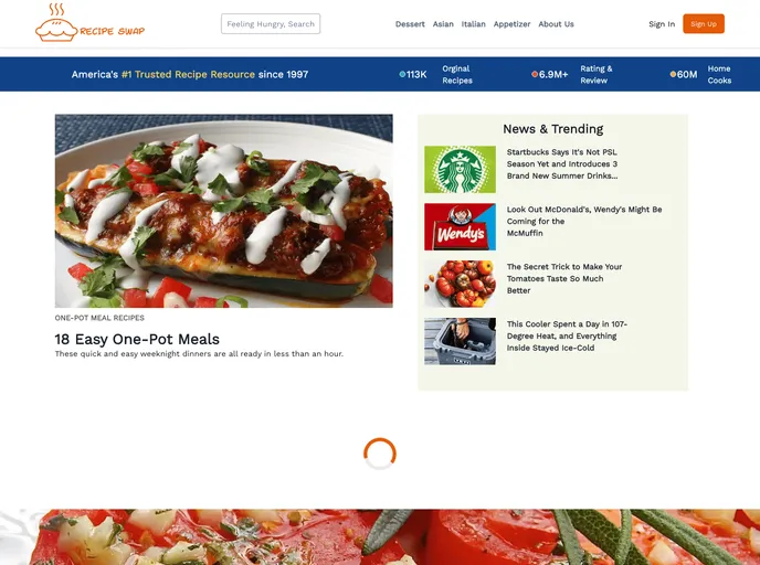 screenshot of RecipeSwap