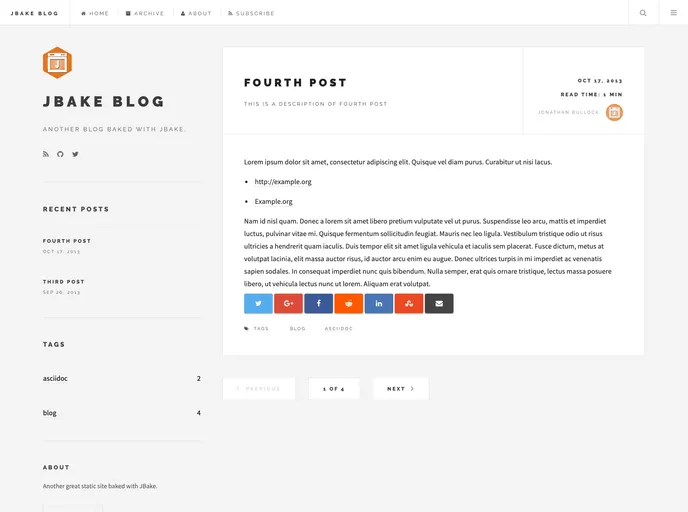 screenshot of Jbake Future Imperfect Template