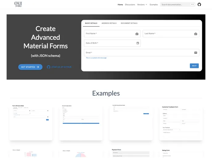 screenshot of Mui Forms