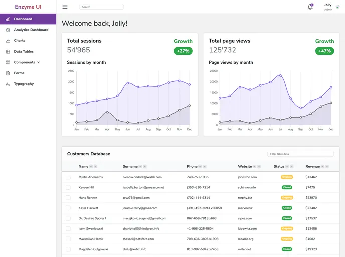 screenshot of Enzymeui Vue