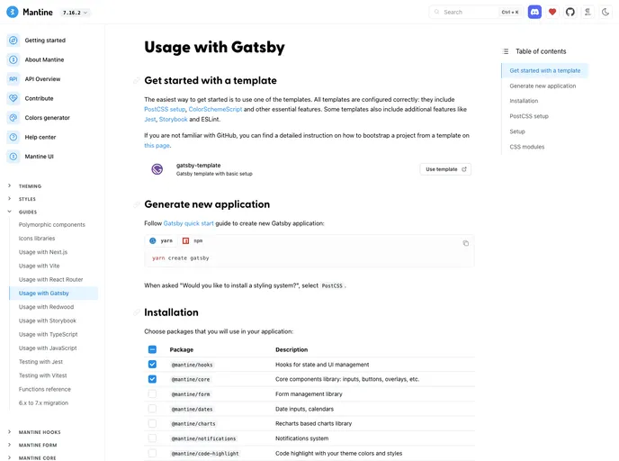 screenshot of Gatsby Template