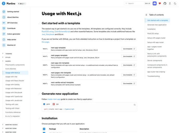 screenshot of Next Pages Min Template