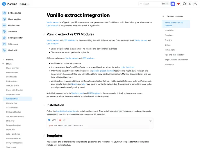 screenshot of Next Vanilla Extract Template