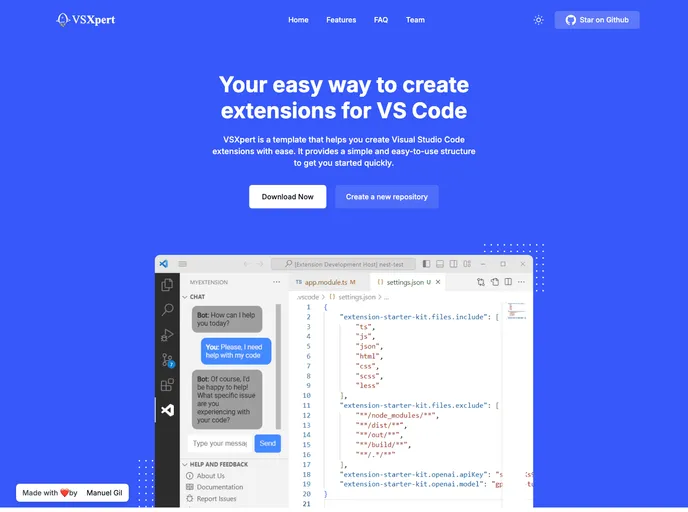 screenshot of Vscode Extension Starter Advanced