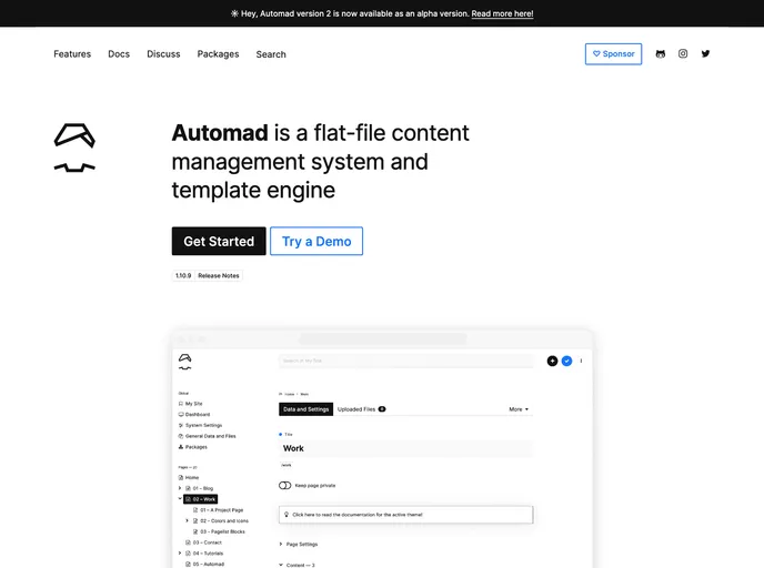 screenshot of Automad