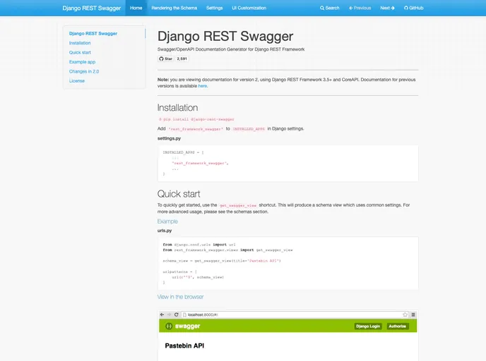 screenshot of Django Rest Swagger
