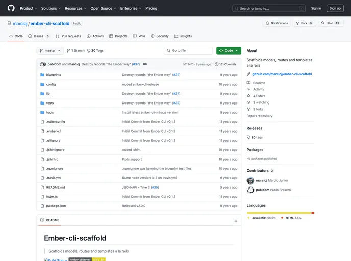 screenshot of Ember Cli Scaffold