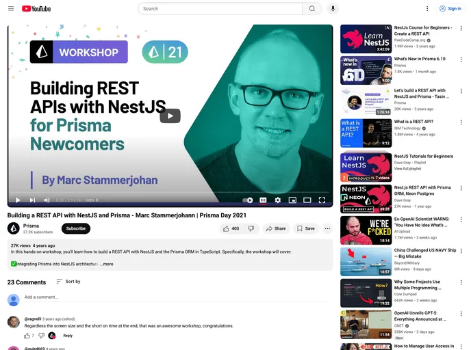 screenshot of Nestjs Prisma Workshop