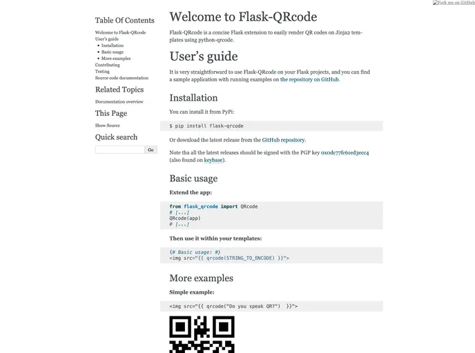 screenshot of Flask QRcode