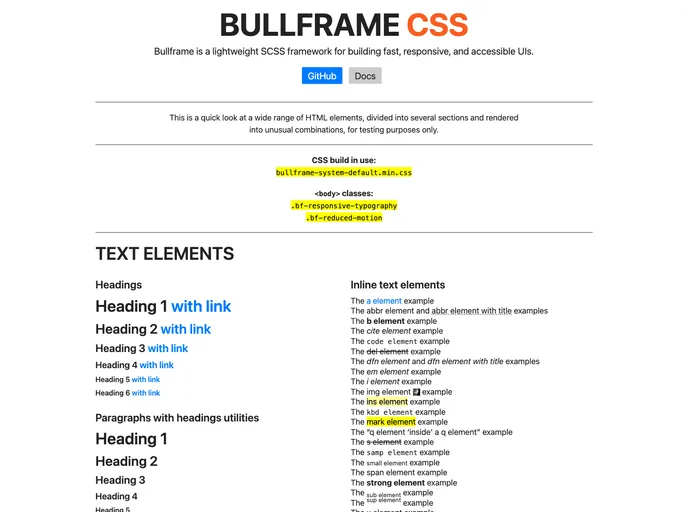 screenshot of Bullframe.css