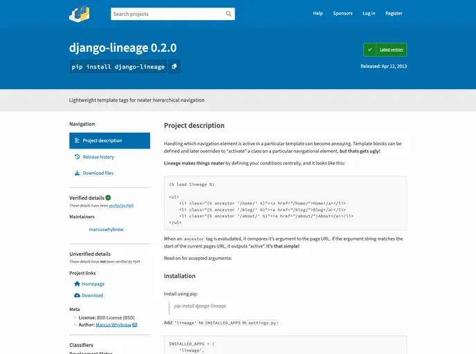 screenshot of Django Lineage