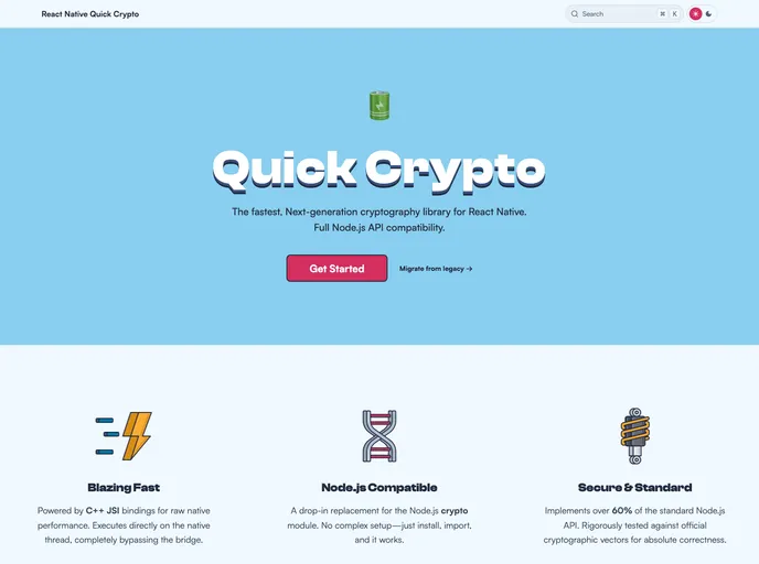 screenshot of React Native Quick Crypto