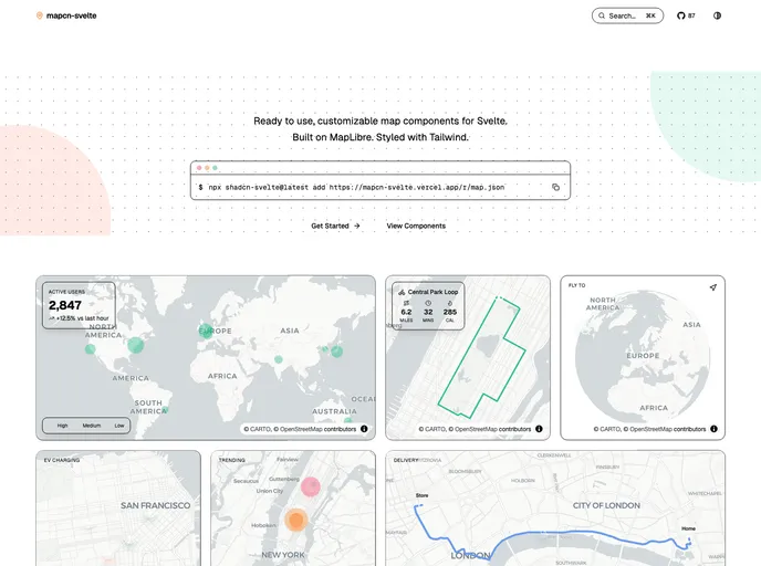 Mapcn Svelte screenshot